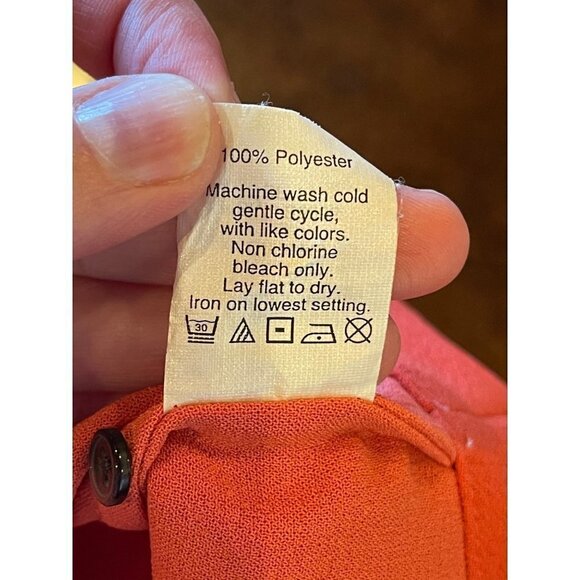 Madewell Orange Crew Neck Keyhole Neck Short Sleeve Tailored Pleated Top Size XS - Picture 12 of 12